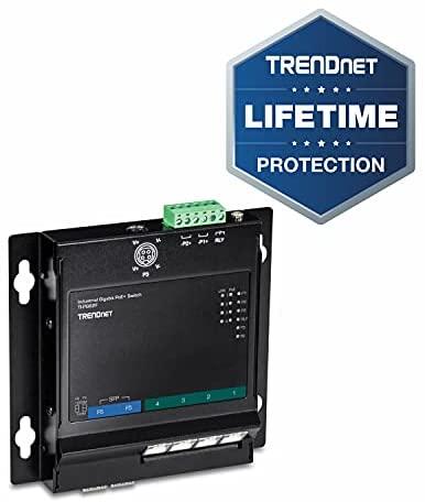 Šakotuvas TRENDnet 6 jungčių pramoninis Gigabit PoE+ WallMount priekinis Acc.