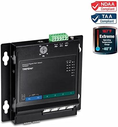 Šakotuvas TRENDnet 6 jungčių pramoninis Gigabit PoE+ WallMount priekinis Acc.