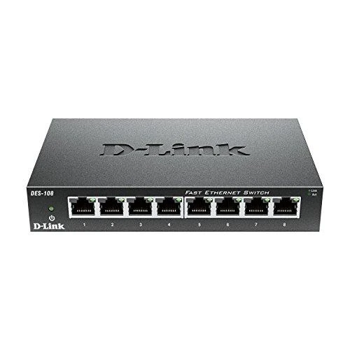 Šakotuvas D-Link DES-108 tinklo komutatorius Ne-valdomas Fast Ethernet (10/100) Juoda