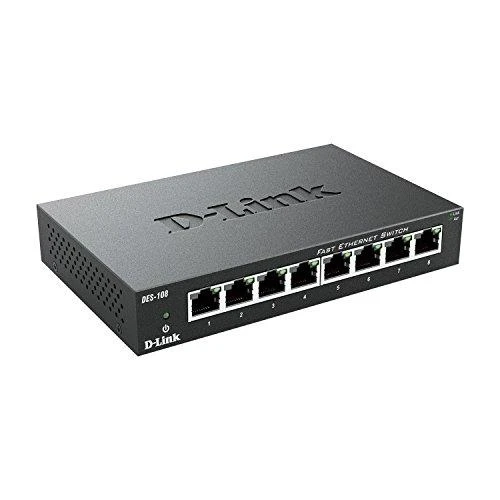 Šakotuvas D-Link DES-108 tinklo komutatorius Ne-valdomas Fast Ethernet (10/100) Juoda