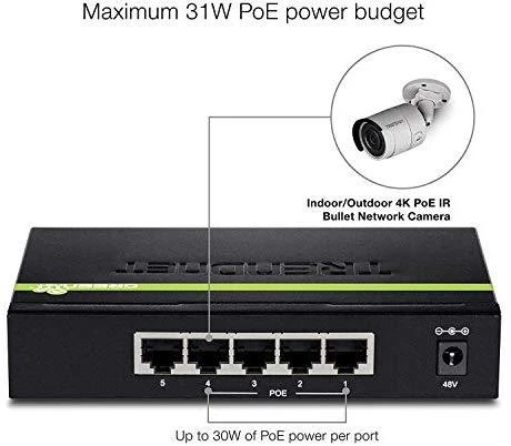 Šakotuvas TRENDnet 5 prievadų gigabito PoE+ komutatorius (TPE-TG50G)