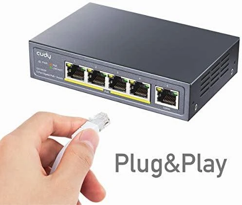 Šakotuvas Komutatorius - Cudy GS1005P Gigabit PoE 5 Prievadai Pilkas