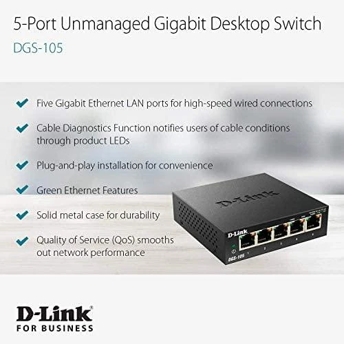 Šakotuvas D-Link DLINK DGS-105/E 5 prievadų Gigabit jungiklis