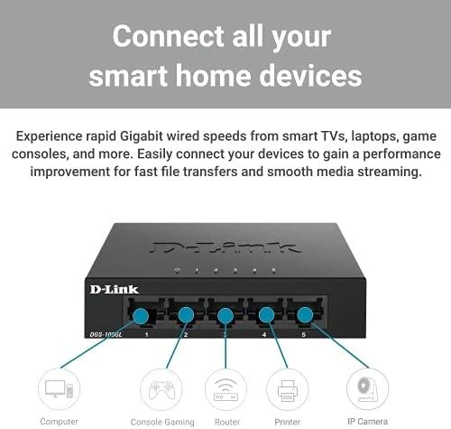 Šakotuvas D-Link DGS-105GL 5-Port Unmanaged Gigabit Switch