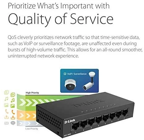 Šakotuvas D-LINK 8-Port Layer2 Gigabit šviesos jungiklis be IGMP
