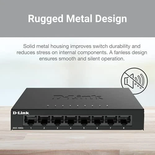 Šakotuvas D-LINK 8-Port Layer2 Gigabit šviesos jungiklis be IGMP