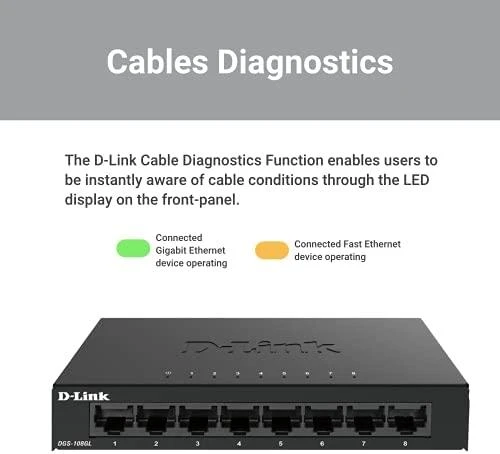 Šakotuvas D-LINK 8-Port Layer2 Gigabit šviesos jungiklis be IGMP