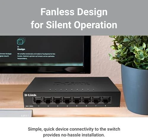 Šakotuvas D-LINK 8-Port Layer2 Gigabit šviesos jungiklis be IGMP
