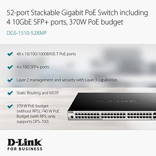 Šakotuvas D-Link DGS-1510-52XMP 52 prievadų valdomas jungiklis