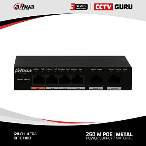 Šakotuvas SWITCH POE PFS3006-4ET-60-V2 4 PRIEVADŲ DAHUA