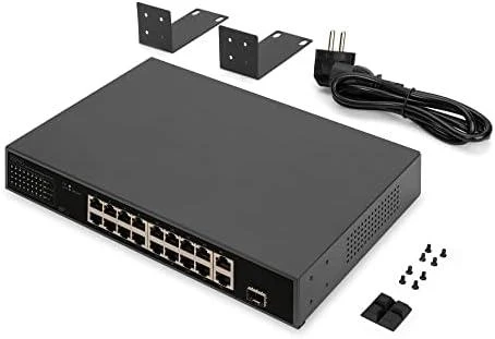 Šakotuvas Digitus | 16 prievadų greito Ethernet PoE komutatorius | DN-95355 | Nevaldomas | Montuojamas į stelažą | 10/100 Mbps (RJ-45) jungčių kiekis: 16 | SFP jungčių kiekis: 1