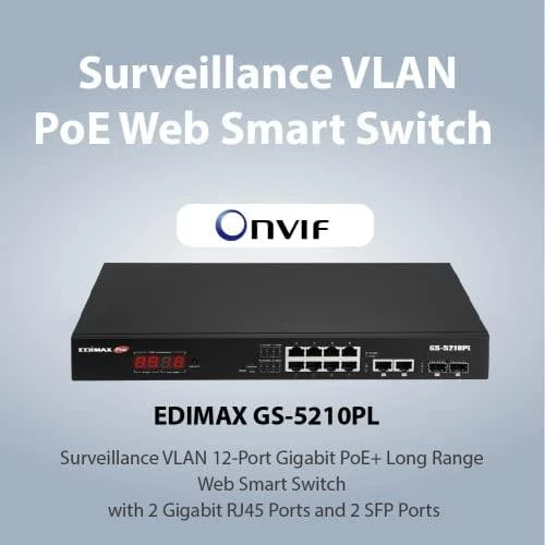 Šakotuvas Edimax Technology EDIMAX 12 Port Gigabit PoE Switch 2 RJ45/2 SFP Combo Jungtys