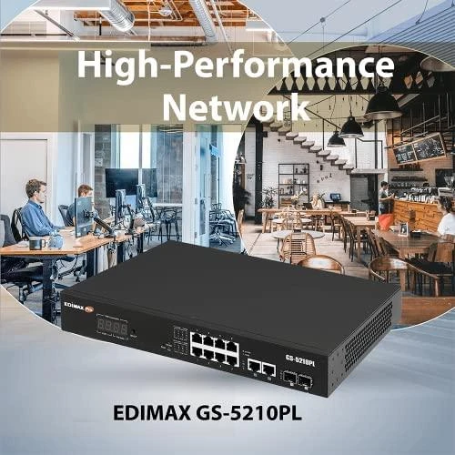 Šakotuvas Edimax Technology EDIMAX 12 Port Gigabit PoE Switch 2 RJ45/2 SFP Combo Jungtys
