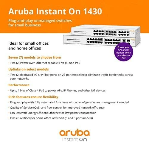 Šakotuvas Hewlett Packard (HP) HPE Aruba Instant On 1430 nevaldomas 8G