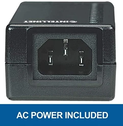 „Intellinet Power over Ethernet“ (PoE) purkštukas, 1 prievadas, 48 V DC, suderinamas su IEEE 802.3af (Euro 2 kontaktų kištukas)