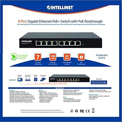 Šakotuvas Intellinet 561679 jungiklis GIGABIT 8x RJ45 PoE+ 85W, maitinimas per PoE