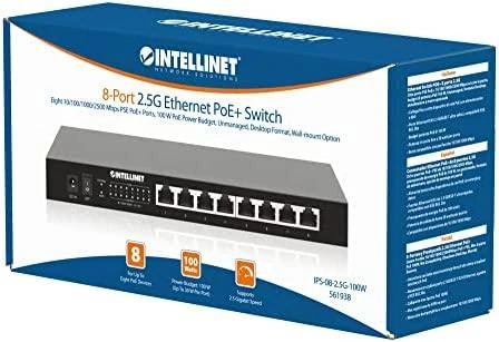 Šakotuvas „Intellinet 561938“ komutatorius 2.5G, 10/100/1000/2500, 8x RJ45 PoE+ 100W