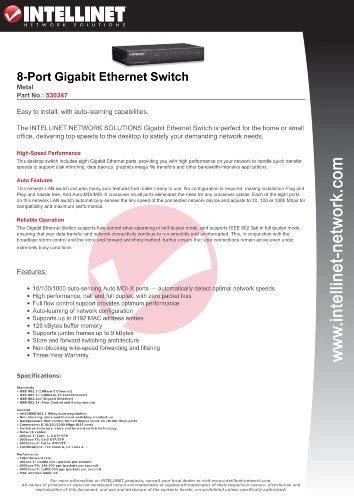 Šakotuvas Intellinet 530347 tinklo komutatorius Gigabit Ethernet (10/100/1000) Juoda