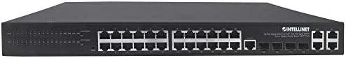 Šakotuvas „Intellinet 561426“ komutatorius su 24 RJ45 gigabito POE+ prievadais, 370 W, 4 mišrios SFP/RJ45 jungtys