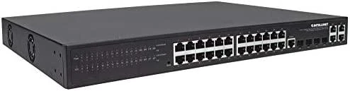 Šakotuvas „Intellinet 561426“ komutatorius su 24 RJ45 gigabito POE+ prievadais, 370 W, 4 mišrios SFP/RJ45 jungtys