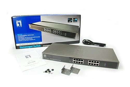 Šakotuvas Level One LVL LevelOne GSW-1657 tinklo komutatorius Ne-valdomas Gigabit Ethernet (10/100/1000) Juoda, Pilka