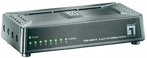 Šakotuvas Level One LevelOne FSW-0808TX Ne-valdomas Fast Ethernet (10/100) Pilka