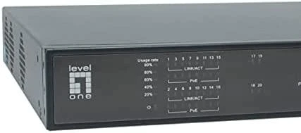 Šakotuvas Level One Carruzzo LevelOne FGP-2031 tinklo komutatorius Ne-valdomas Fast Ethernet (10/100) Maitinimas per Eternetą (PoE) 1U Juoda