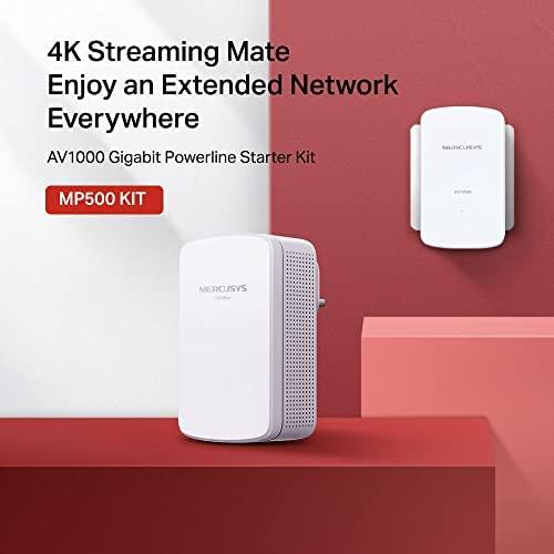 Mercusys | AV1000 Gigabit Powerline Starter Kit | MP500 KIT | 1000 Mbit/s | Ethernet LAN (RJ-45) jungtys 1