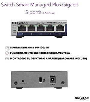 Šakotuvas Netatmo Netgear Switch GS105E žiniatinklio valdymas, stalinis kompiuteris, 1 Gbps (RJ-45) jungtys kiekis 5, maitinimo tipas išorinis