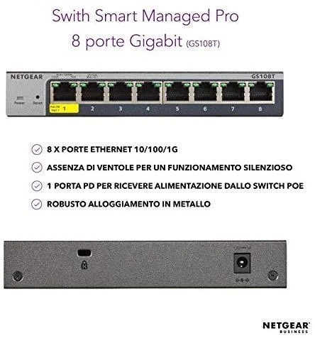 NETGEAR 8 prievadų Gigabit Ethernet Smart Managed Pro jungiklis