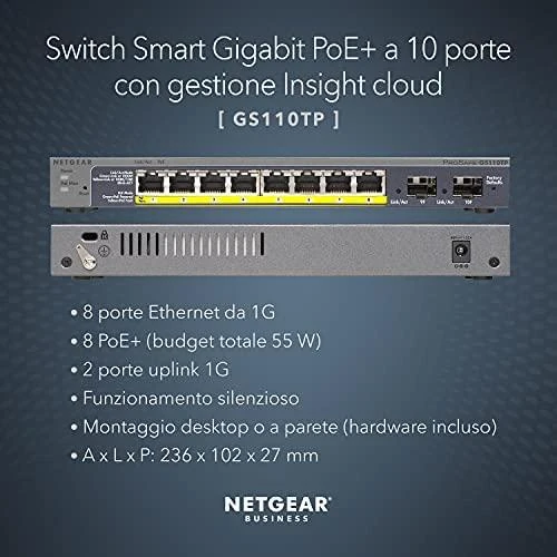 Šakotuvas NETGEAR 10 prievadų Gb Smart Managed Pro Switch m. PoE
