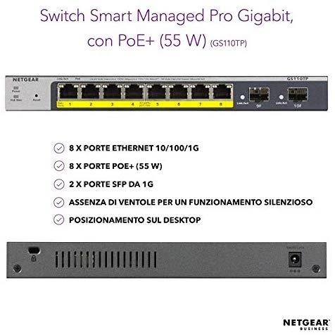 Šakotuvas NETGEAR 10 prievadų Gb Smart Managed Pro Switch m. PoE
