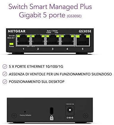 Šakotuvas Netatmo Perjungti išmanųjį NETGEAR GS305E-100PES (5x 10/100/1000Mbps)