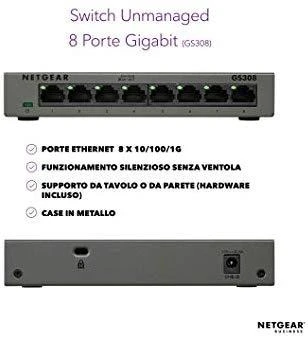 Šakotuvas Netatmo Netgear Switch GS308-300PES Nevaldomas, stalinis, 1 Gbps (RJ-45) jungtys kiekis 8