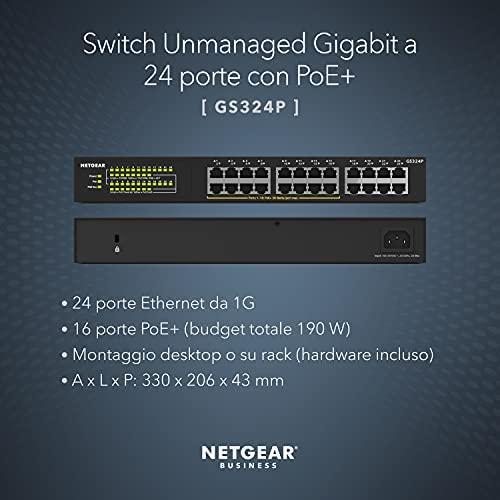 Šakotuvas NETGEAR 24PT GIGE UNMANAGED SWITCH W/POE+