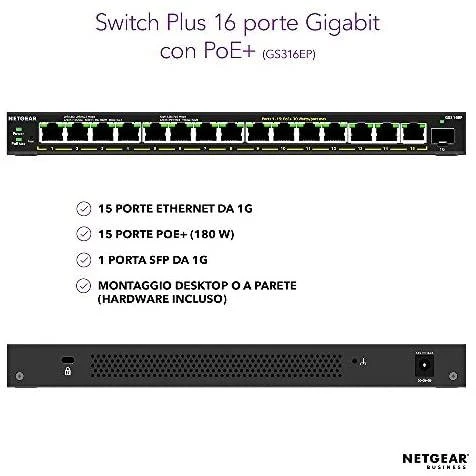 Šakotuvas NETGEAR 16PT GE Plus jungiklis su POE+