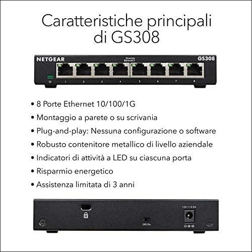 Šakotuvas Netatmo Netgear Switch GS308-300PES Nevaldomas, stalinis, 1 Gbps (RJ-45) jungtys kiekis 8