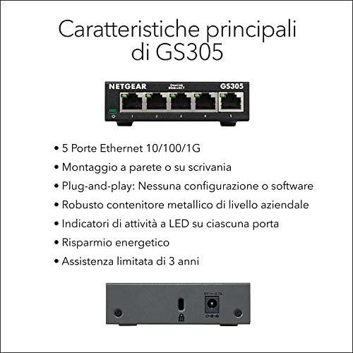 Šakotuvas Netatmo Netgear jungiklis GS305-300PES nevaldomas, stalinis kompiuteris, 1 Gbps (RJ-45) prievadų kiekis 5, maitinimo tipas vienas