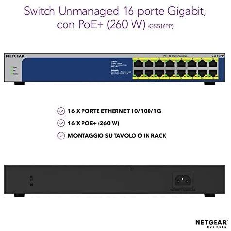 Šakotuvas Netgear Switch GS516PP (GS516PP-100EUS) (GS516PP100EUS)