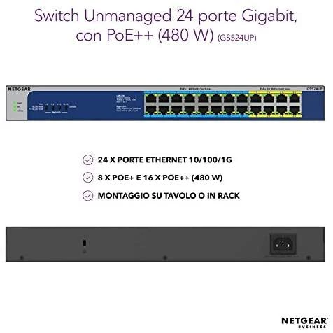 Šakotuvas „Netgear“ jungiklis GS524UP (GS524UP-100EUS) (GS524UP100EUS)