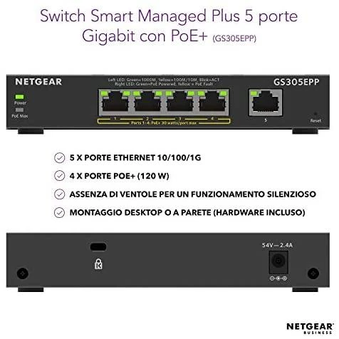 Šakotuvas NETGEAR 5PT GE Plus jungiklis W/HI-PWR POE+
