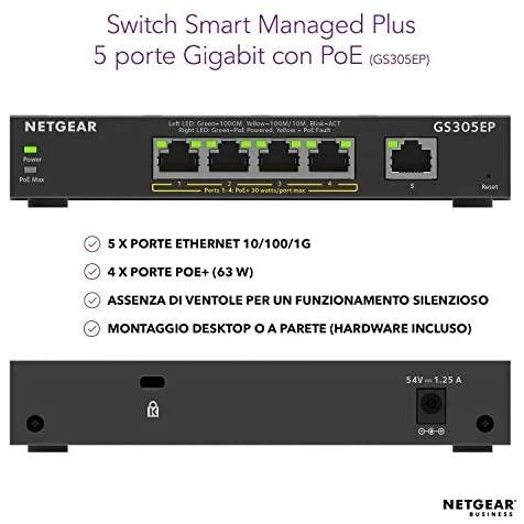 Šakotuvas NETGEAR 5PT GE Plus jungiklis W/POE+