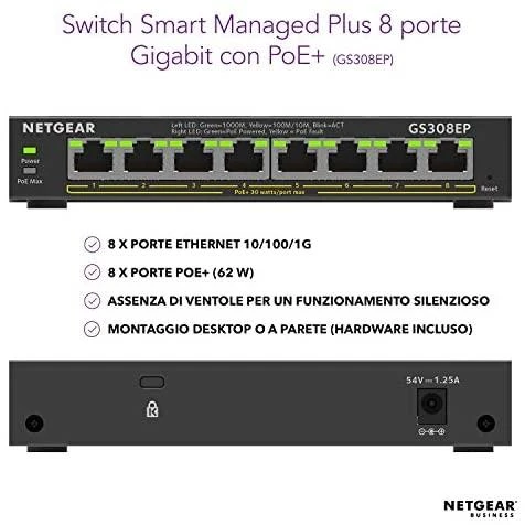 Šakotuvas NETGEAR 8PT GE Plus jungiklis W/POE+