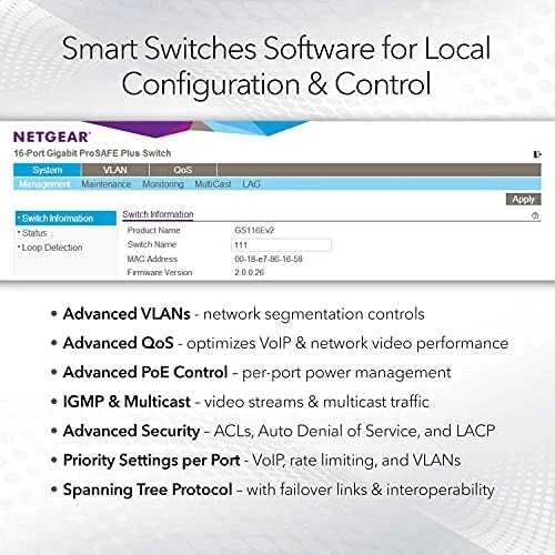Šakotuvas NETGEAR 24 prievadų GE PoE+ Smart Managed Pro Switch GS724TP