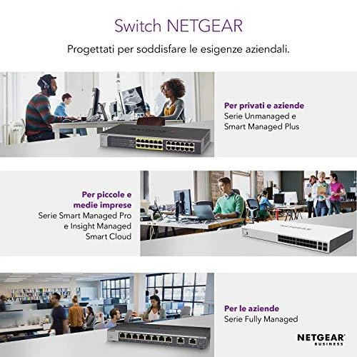 Šakotuvas Netgear GS316PP Ne-valdomas Gigabit Ethernet (10/100/1000) Juoda Maitinimas per Eternetą (PoE)