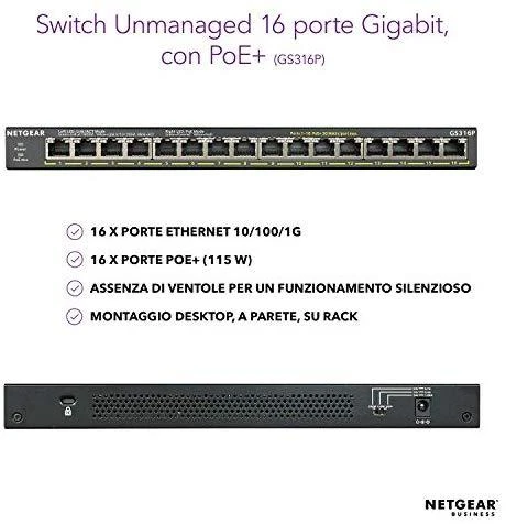 Šakotuvas Netgear GS308PP Ne-valdomas Gigabit Ethernet (10/100/1000) Juoda Maitinimas per Eternetą (PoE)