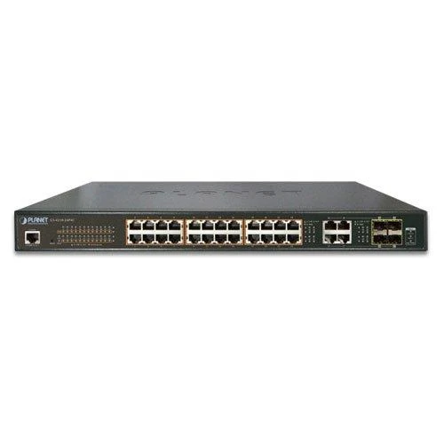 Šakotuvas Planet 24-Port 10/100/1000Mbps 802.3at PoE + 4-Port Gigabit TP/SFP Combo valdomas jungiklis / 440W