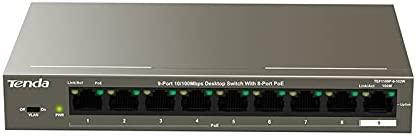 Šakotuvas Tenda TEF1109P-8-102W tinklo jungiklis Fast Ethernet (10/100) Power over Ethernet (PoE) Metallic