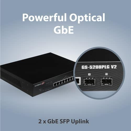 Šakotuvas EDIMAX GS-5208PLG V2 SMART SWITCH 8 Gigabit Ethernet PoE+ jungtys ir 2 Gigabit SFP uplink jungtys PoE 85W