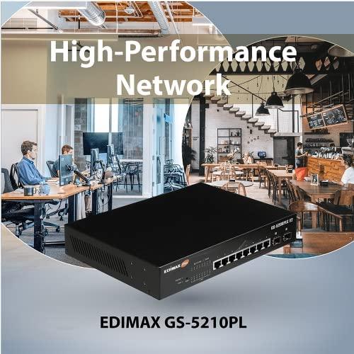 Šakotuvas EDIMAX GS-5208PLG V2 SMART SWITCH 8 Gigabit Ethernet PoE+ jungtys ir 2 Gigabit SFP uplink jungtys PoE 85W